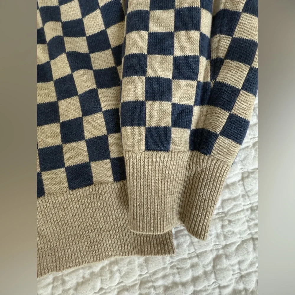 Kule Checkered V-Neck Cardigan Sweater - Picture 2 of 7